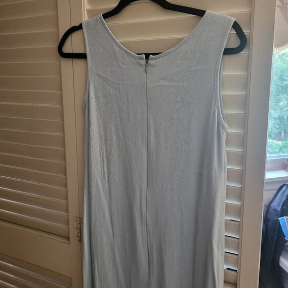 Floor Length Blue Linen Dress with Back Slit Size 8 - Picture 6 of 6
